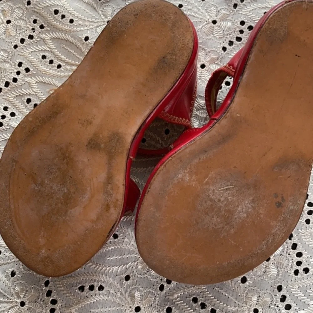 💜💜 Vintage Leather Girls Little Red Shoes Size 5.5